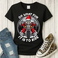 Oh What Fun It Is To Ride Christmas Santa Motorcycle Biker Women's T-Shirt thumb 3