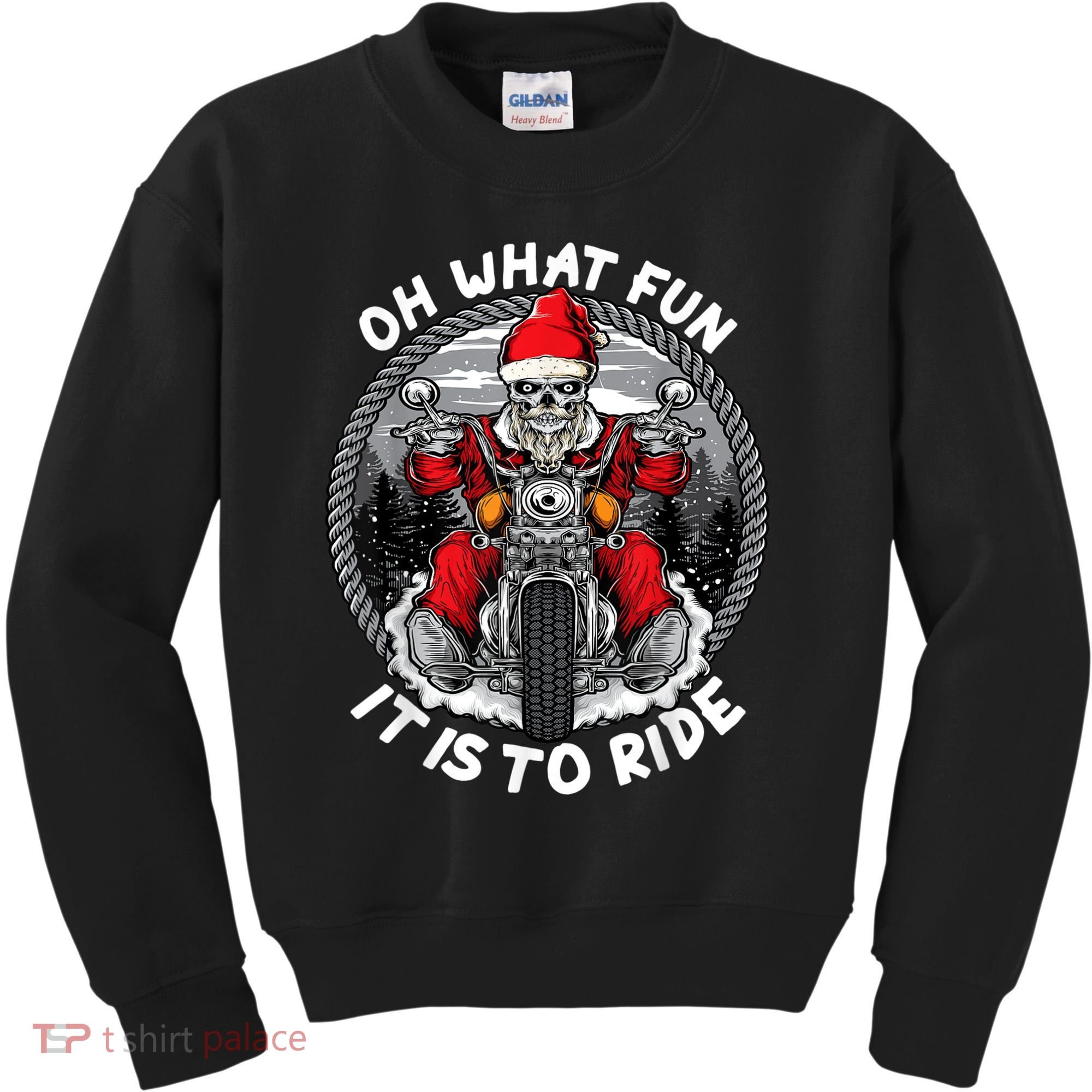 Oh What Fun It Is To Ride Christmas Santa Motorcycle Biker Kids Sweatshirt