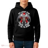 Oh What Fun It Is To Ride Christmas Santa Motorcycle Biker Kids Hoodie thumb 4