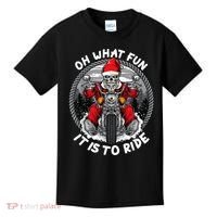 Oh What Fun It Is To Ride Christmas Santa Motorcycle Biker Kids T-Shirt thumb 0
