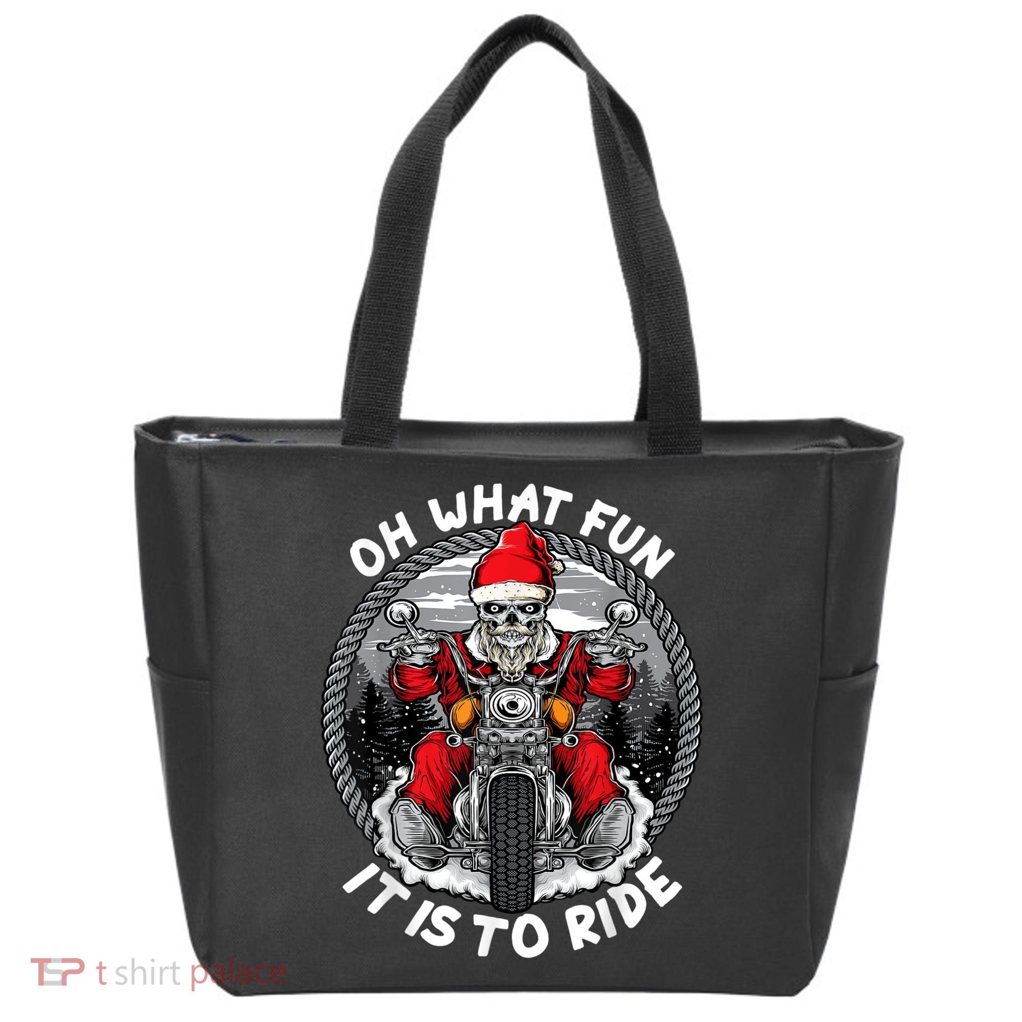 Oh What Fun It Is To Ride Christmas Santa Motorcycle Biker Tote Bag