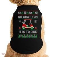 Oh What Fun It Is To Ride Golf Cart Golfer Christmas Golfing Doggie Tank thumb 0