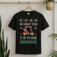 Oh What Fun It Is To Ride Golf Cart Golfer Christmas Golfing T-Shirt thumb 2