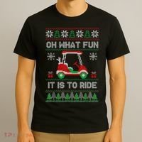 Oh What Fun It Is To Ride Golf Cart Golfer Christmas Golfing T-Shirt thumb 3
