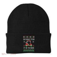 Oh What Fun It Is To Ride Golf Cart Golfer Christmas Golfing Beanie thumb 0