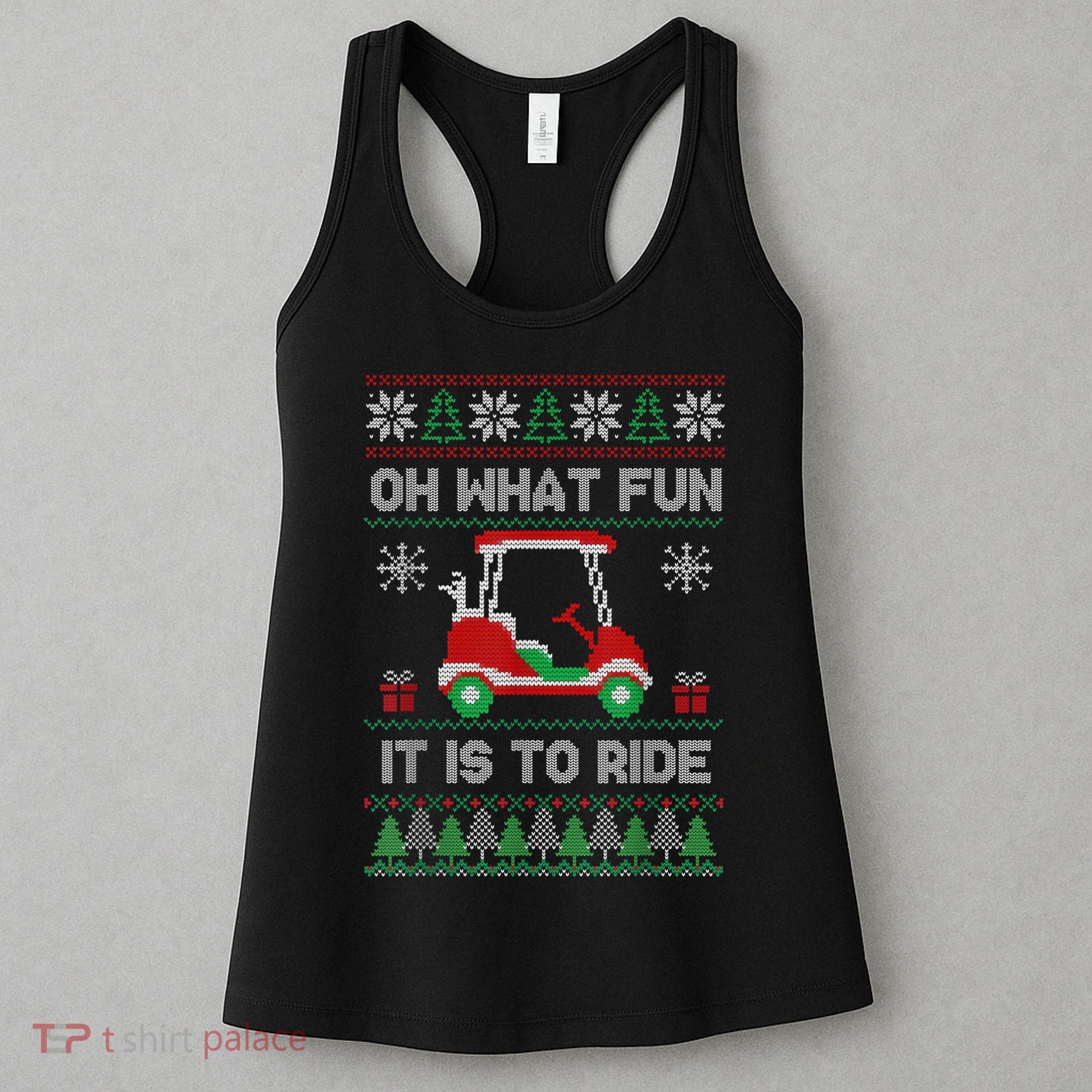 Oh What Fun It Is To Ride Golf Cart Golfer Christmas Golfing Women's Tank Top