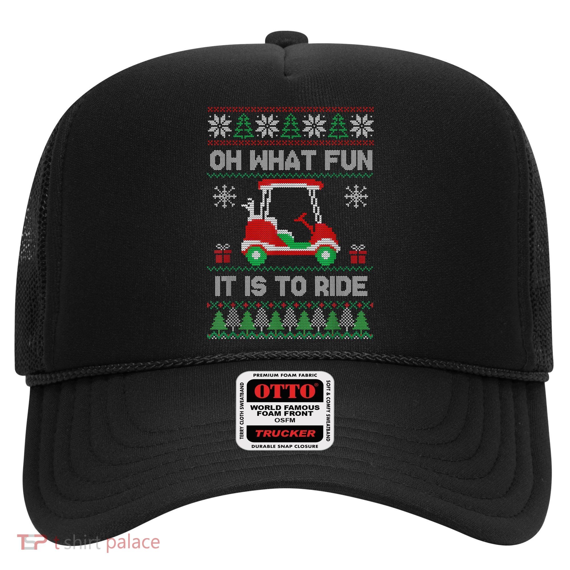 Oh What Fun It Is To Ride Golf Cart Golfer Christmas Golfing Hat