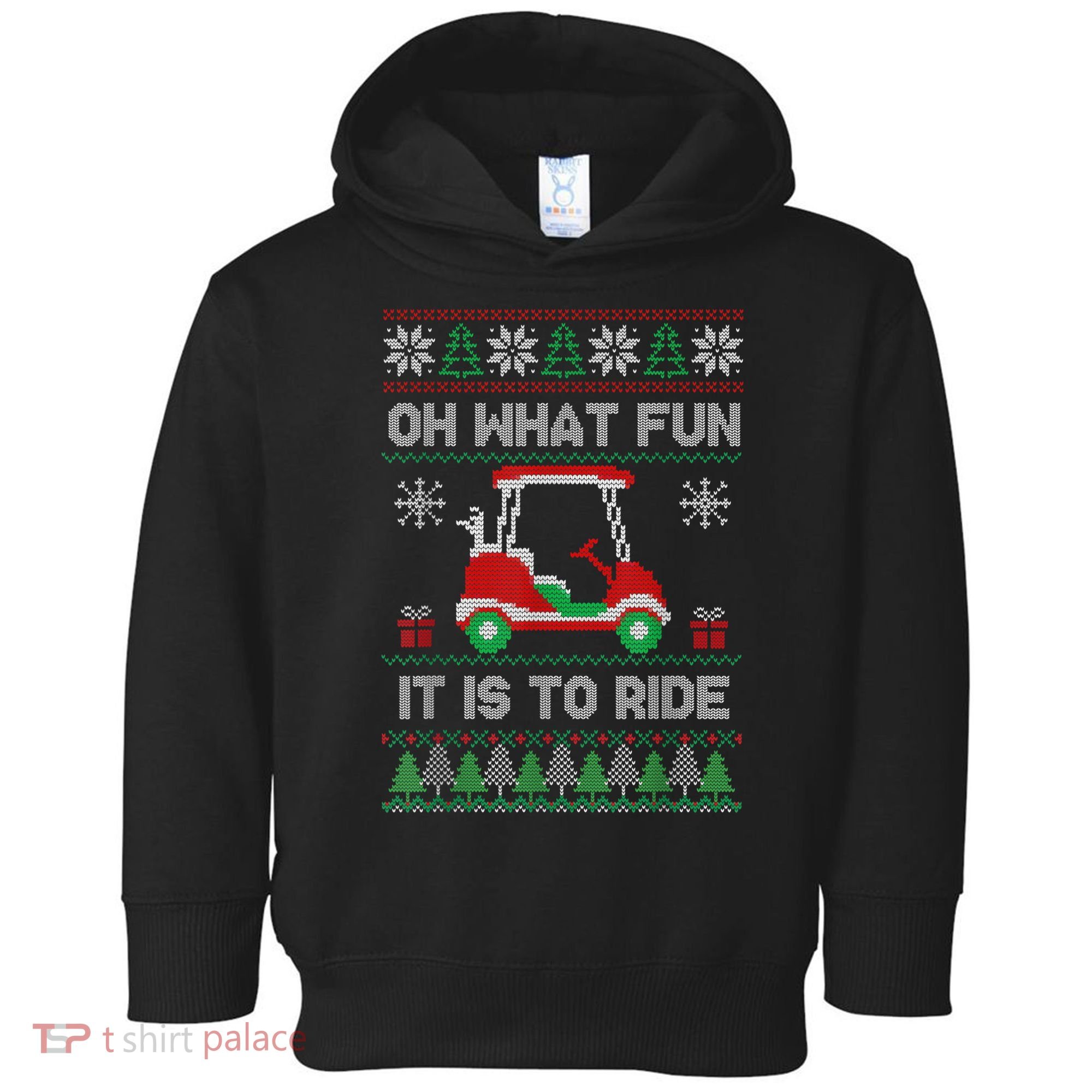 Oh What Fun It Is To Ride Golf Cart Golfer Christmas Golfing Toddler Hoodie