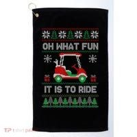 Oh What Fun It Is To Ride Golf Cart Golfer Christmas Golfing Golf Towel thumb 0