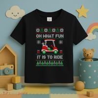 Oh What Fun It Is To Ride Golf Cart Golfer Christmas Golfing Toddler T-Shirt thumb 3