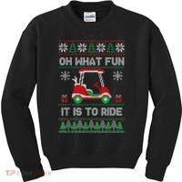 Oh What Fun It Is To Ride Golf Cart Golfer Christmas Golfing Kids Sweatshirt thumb 0