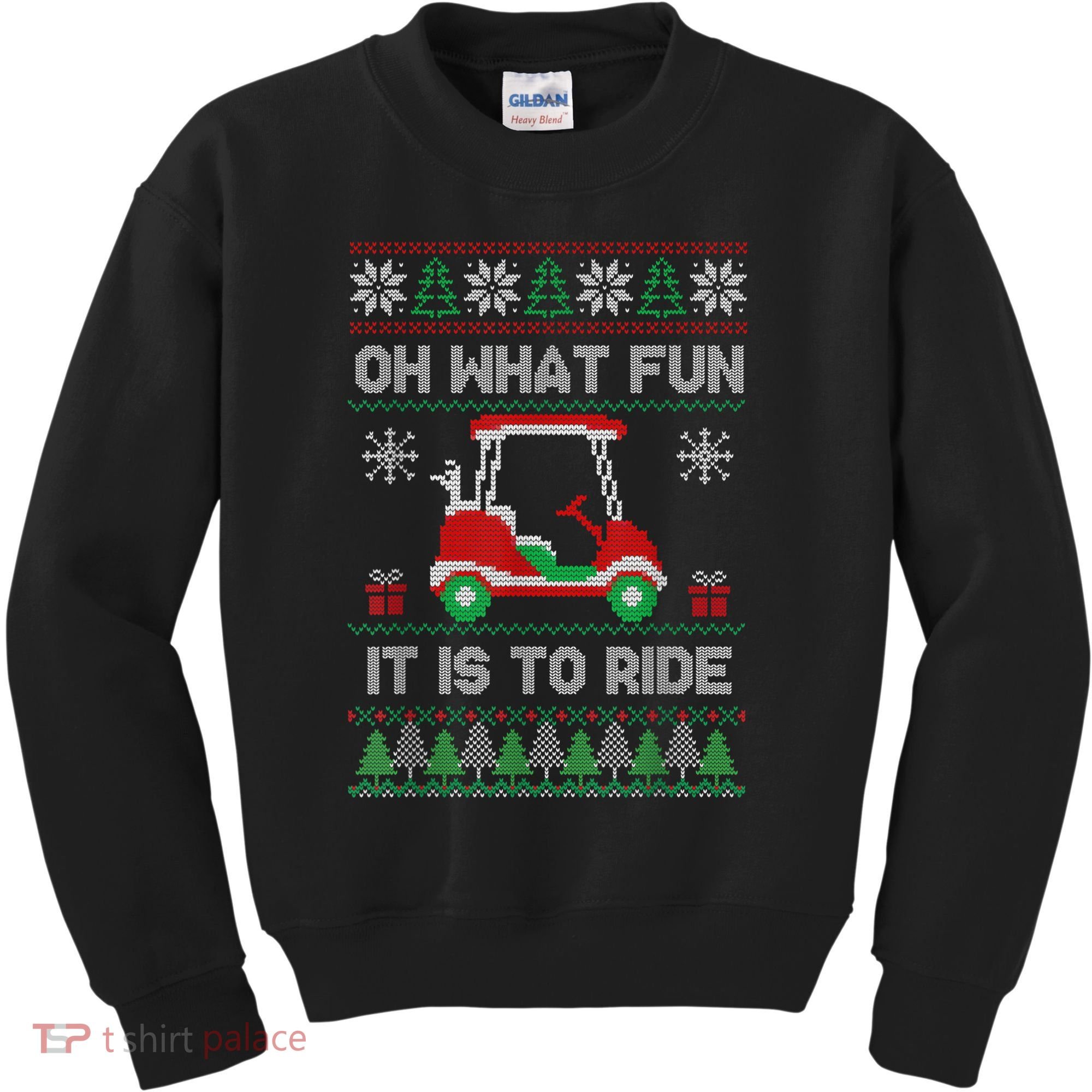 Oh What Fun It Is To Ride Golf Cart Golfer Christmas Golfing Kids Sweatshirt