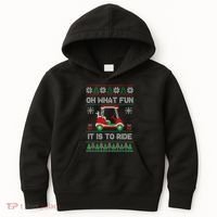 Oh What Fun It Is To Ride Golf Cart Golfer Christmas Golfing Kids Hoodie thumb 0