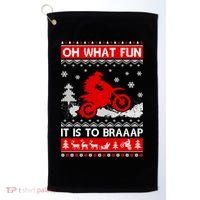 Oh What Fun It Is To Drive Dirt Bike Ugly Christmas Xmas Meaningful Gift Golf Towel thumb 0