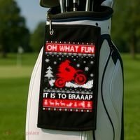 Oh What Fun It Is To Drive Dirt Bike Ugly Christmas Xmas Meaningful Gift Golf Towel thumb 2