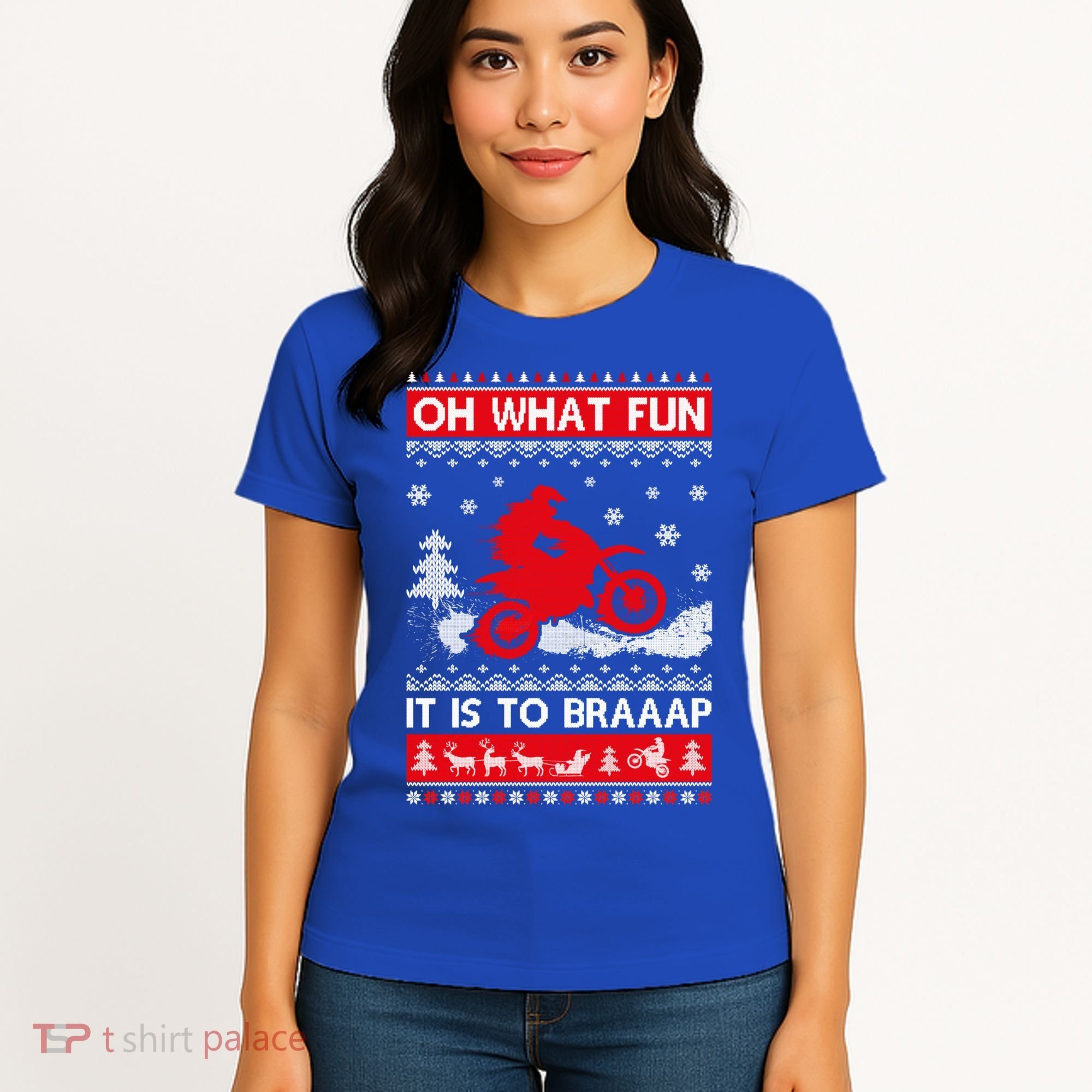 Oh What Fun It Is To Drive Dirt Bike Ugly Christmas Xmas Meaningful Gift Women's T-Shirt