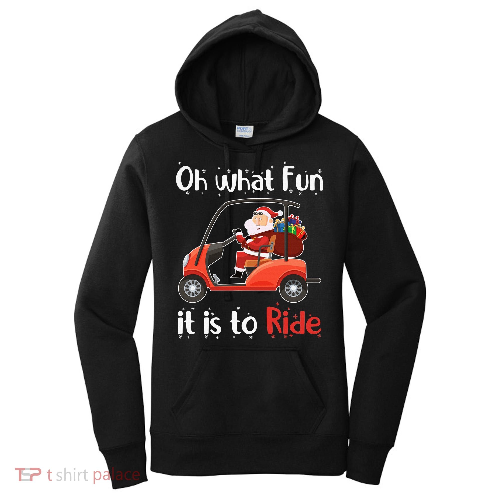 Oh What Fun It Is To Ride Golf Cart Golfer Christmas Golfing Women's Hoodie