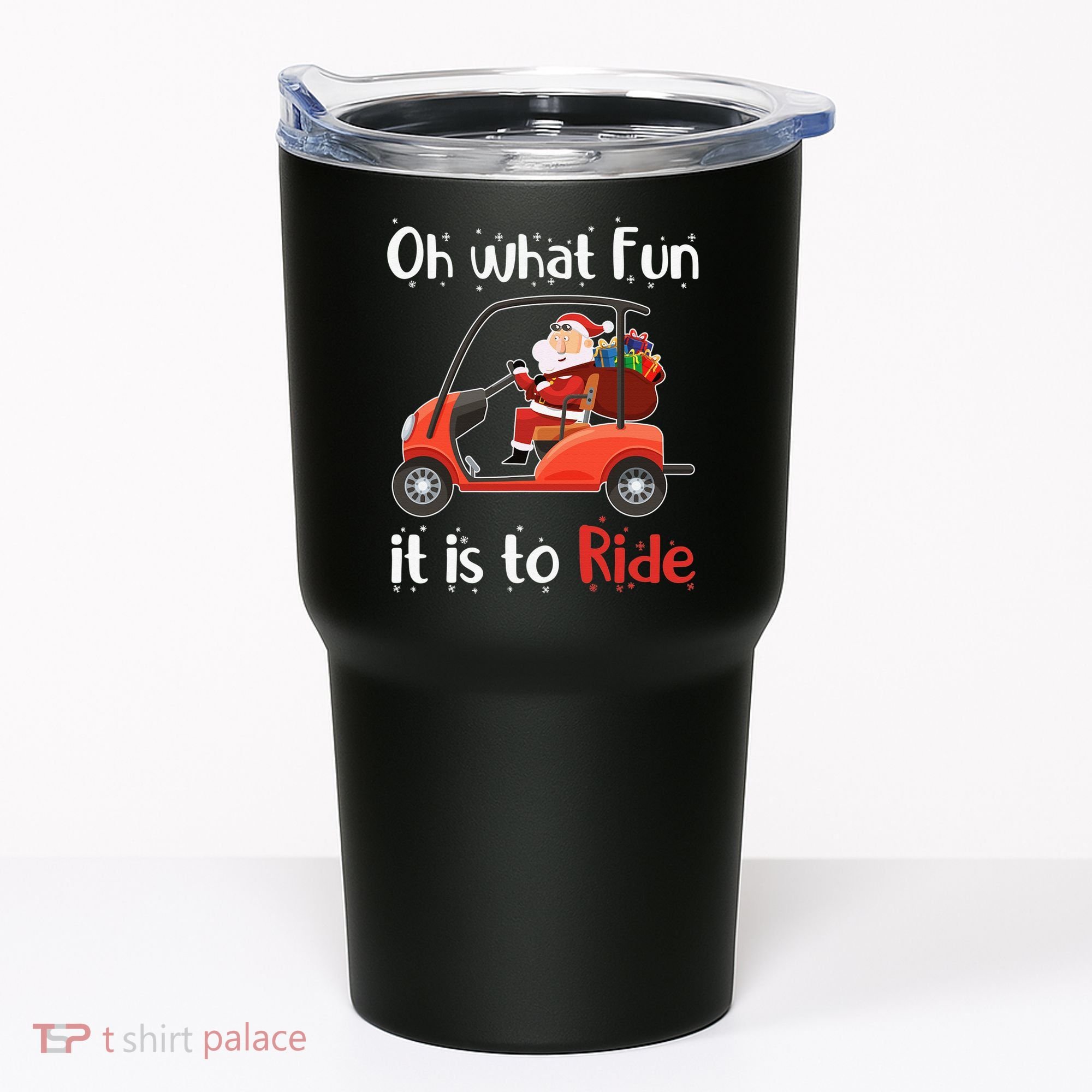 Oh What Fun It Is To Ride Golf Cart Golfer Christmas Golfing Tumbler