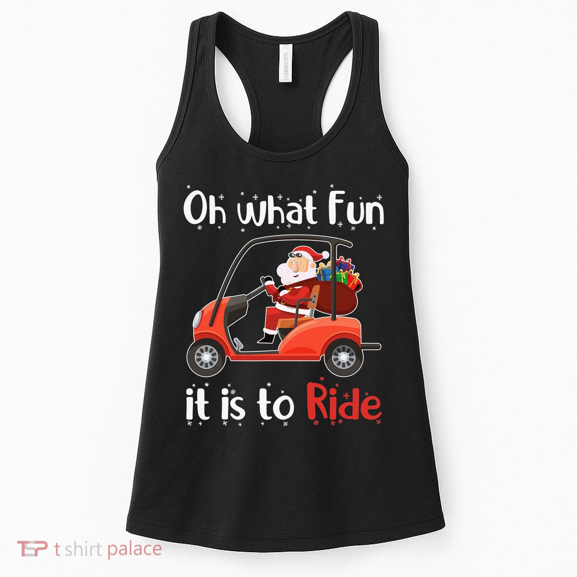 Oh What Fun It Is To Ride Golf Cart Golfer Christmas Golfing Women's Tank Top