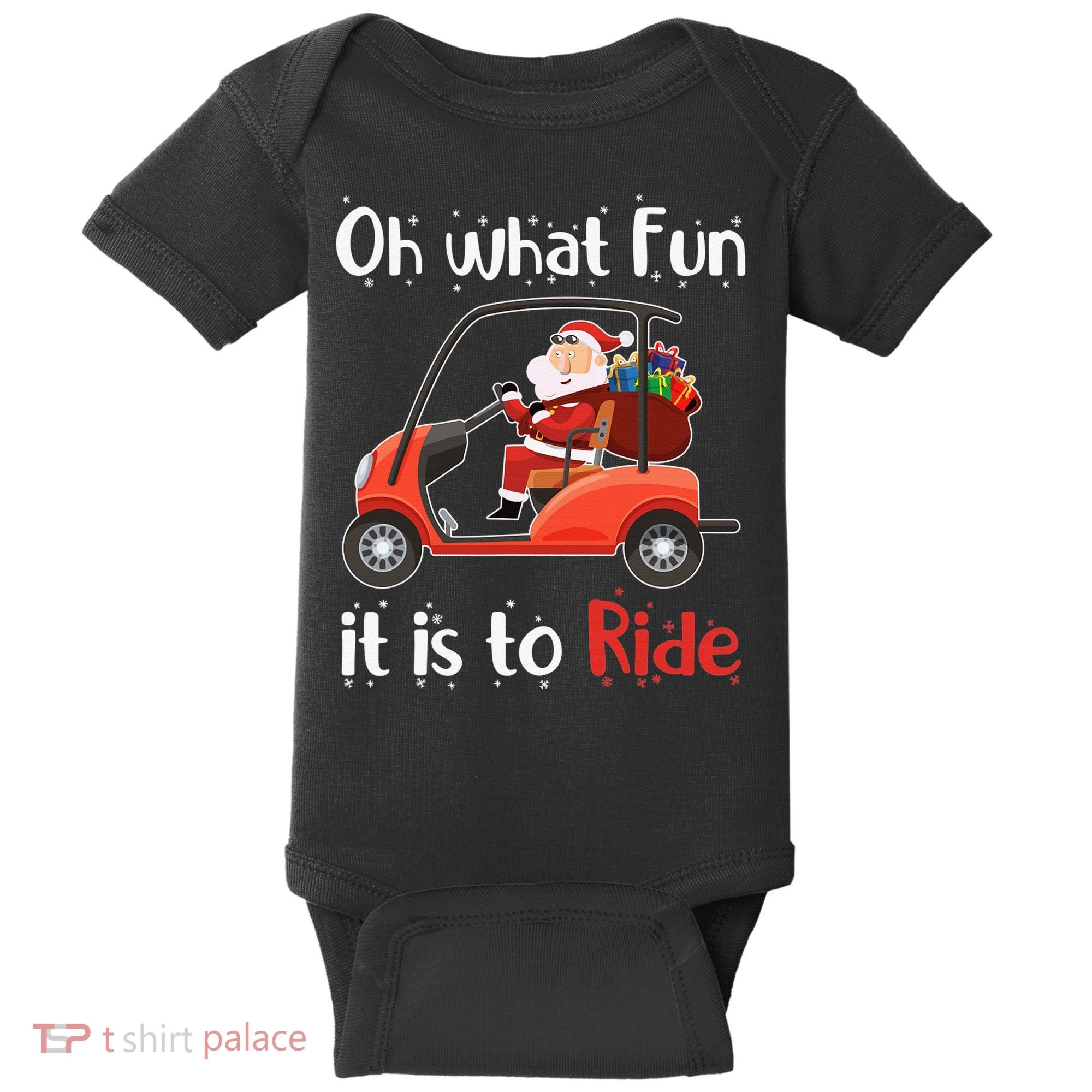 Oh What Fun It Is To Ride Golf Cart Golfer Christmas Golfing Baby Bodysuit