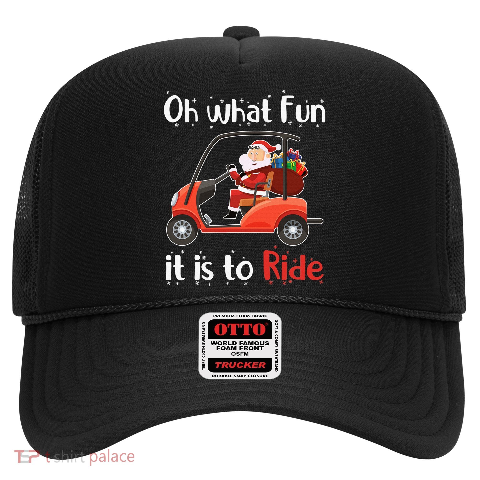 Oh What Fun It Is To Ride Golf Cart Golfer Christmas Golfing Hat