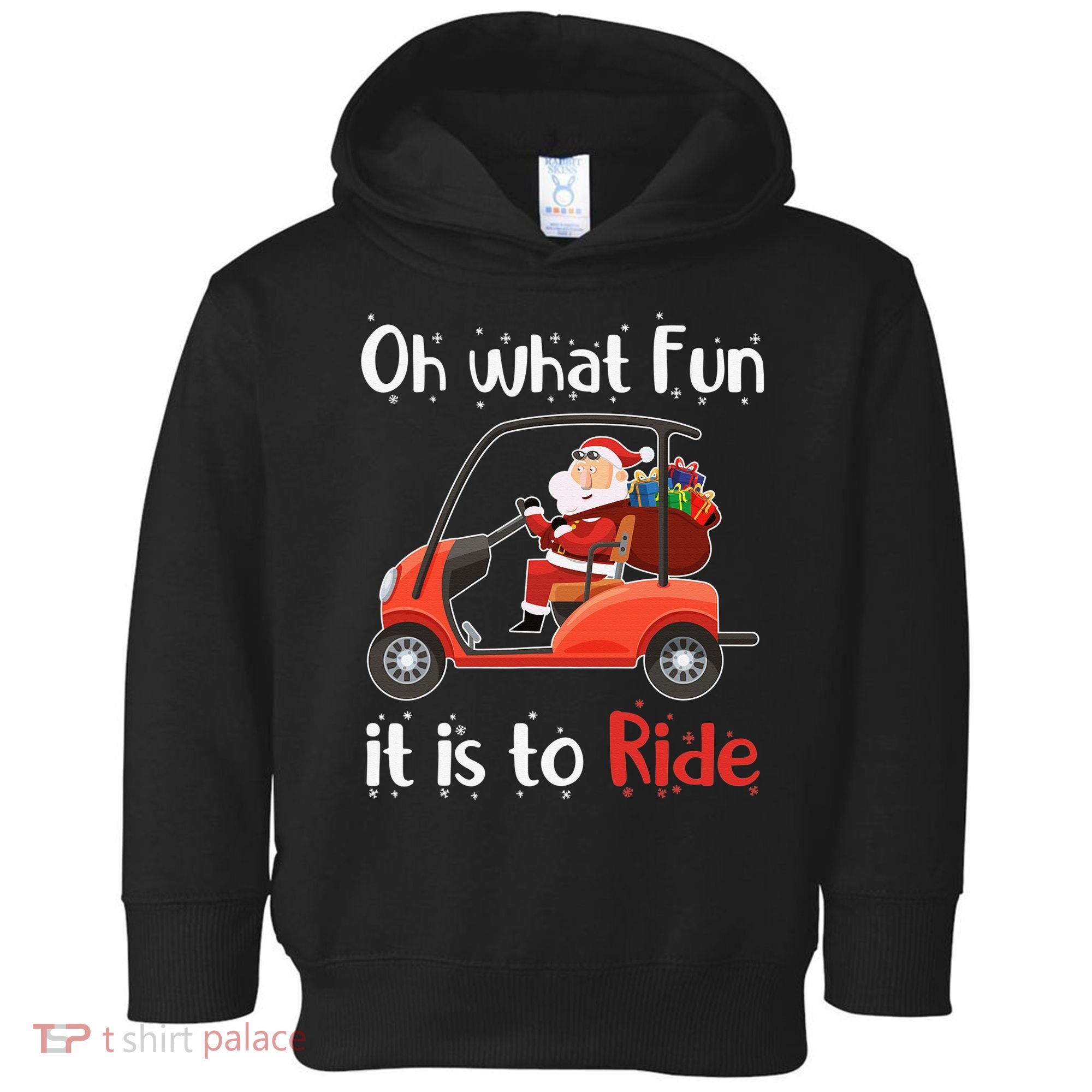 Oh What Fun It Is To Ride Golf Cart Golfer Christmas Golfing Toddler Hoodie