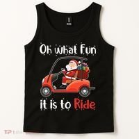 Oh What Fun It Is To Ride Golf Cart Golfer Christmas Golfing Tank Top thumb 2