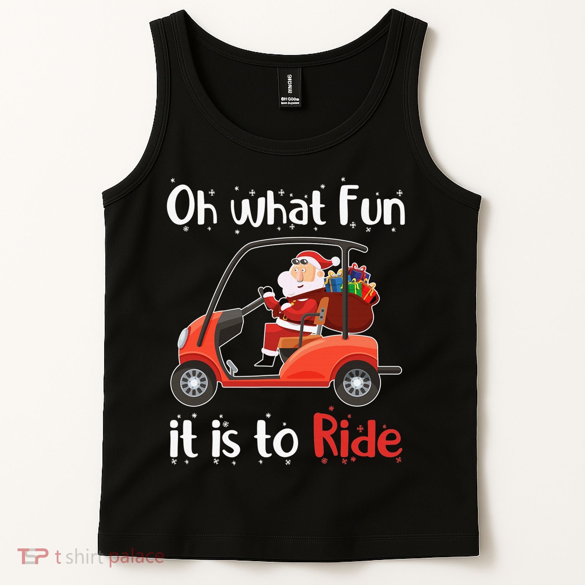 Oh What Fun It Is To Ride Golf Cart Golfer Christmas Golfing Tank Top