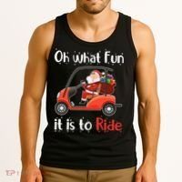 Oh What Fun It Is To Ride Golf Cart Golfer Christmas Golfing Tank Top thumb 3