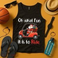 Oh What Fun It Is To Ride Golf Cart Golfer Christmas Golfing Tank Top thumb 4