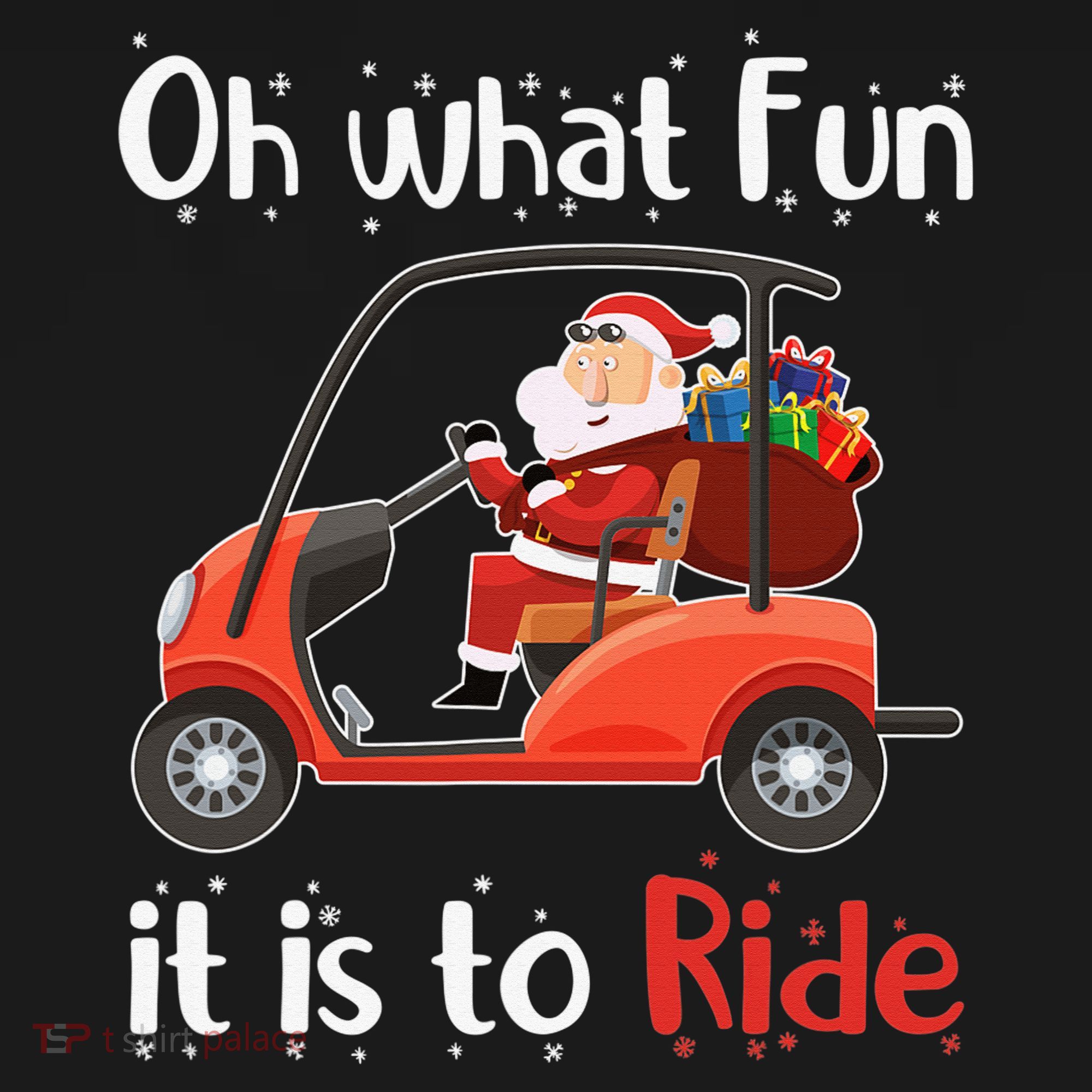 Oh What Fun It Is To Ride Golf Cart Golfer Christmas Golfing Tank Top