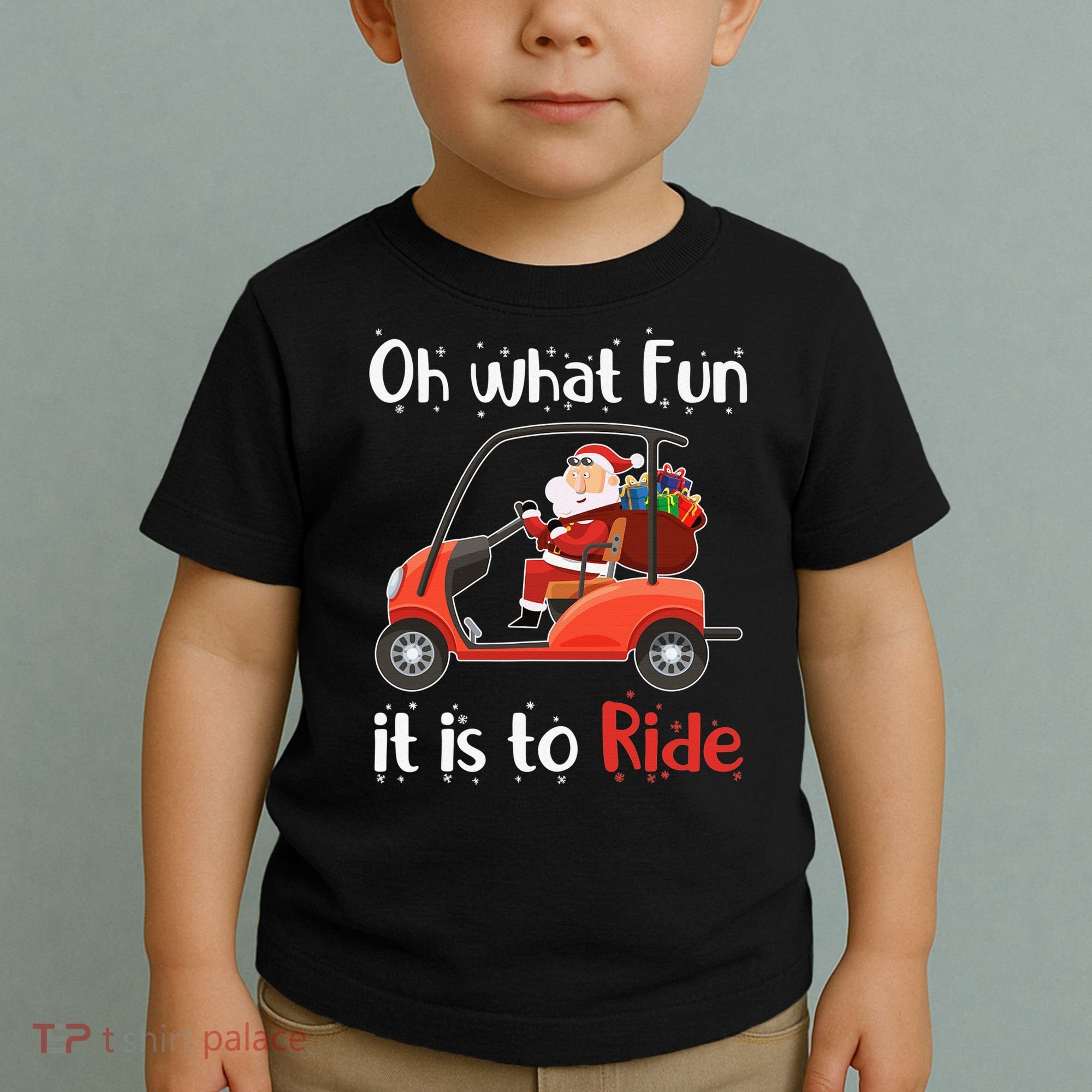 Oh What Fun It Is To Ride Golf Cart Golfer Christmas Golfing Toddler T-Shirt
