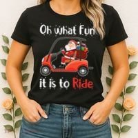 Oh What Fun It Is To Ride Golf Cart Golfer Christmas Golfing Women's T-Shirt thumb 2