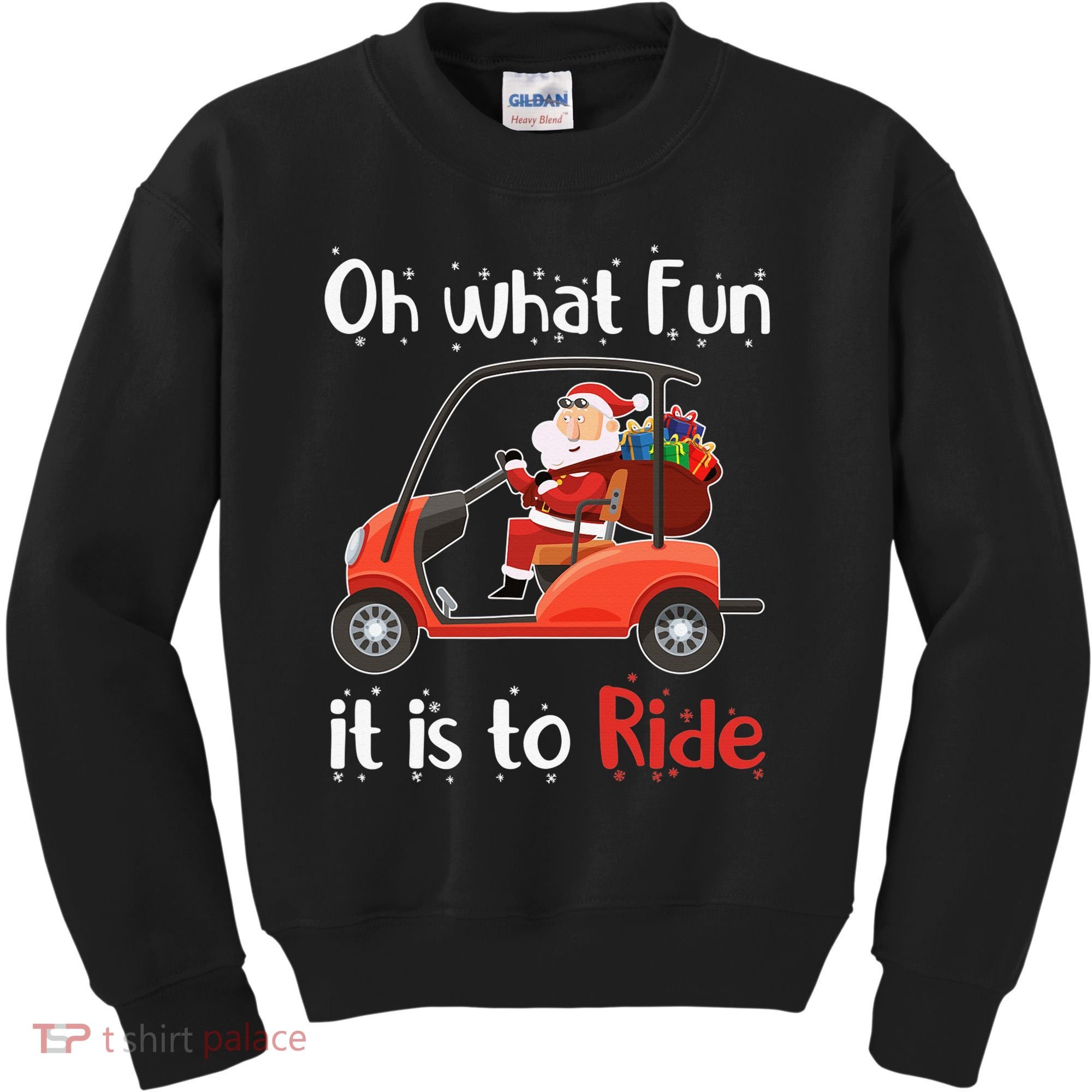 Oh What Fun It Is To Ride Golf Cart Golfer Christmas Golfing Kids Sweatshirt