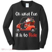 Oh What Fun It Is To Ride Golf Cart Golfer Christmas Golfing Kids Long Sleeve Shirt thumb 0