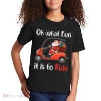 Oh What Fun It Is To Ride Golf Cart Golfer Christmas Golfing Kids T-Shirt thumb 2