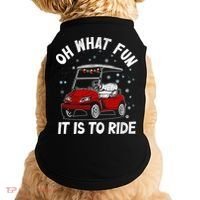 Oh What Fun It Is To Ride Funny Golf Christmas Doggie Tank thumb 0