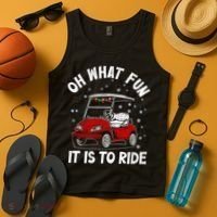 Oh What Fun It Is To Ride Funny Golf Christmas Tank Top thumb 4