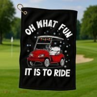 Oh What Fun It Is To Ride Funny Golf Christmas Golf Towel thumb 1