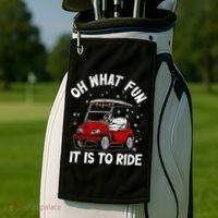 Oh What Fun It Is To Ride Funny Golf Christmas Golf Towel thumb 2