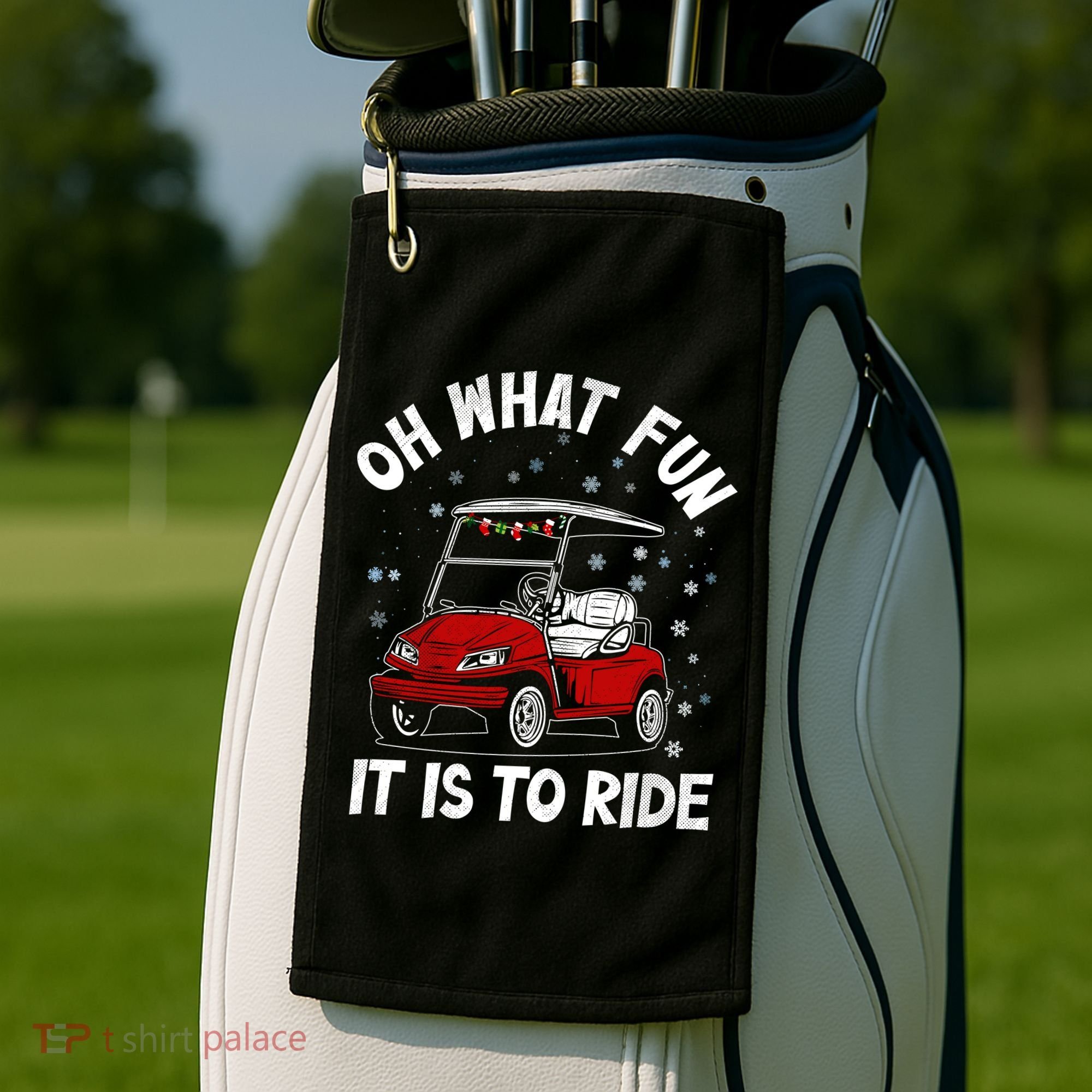 Oh What Fun It Is To Ride Funny Golf Christmas Golf Towel