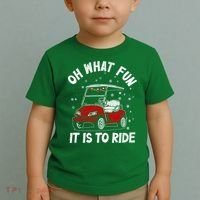 Oh What Fun It Is To Ride Funny Golf Christmas Toddler T-Shirt thumb 2