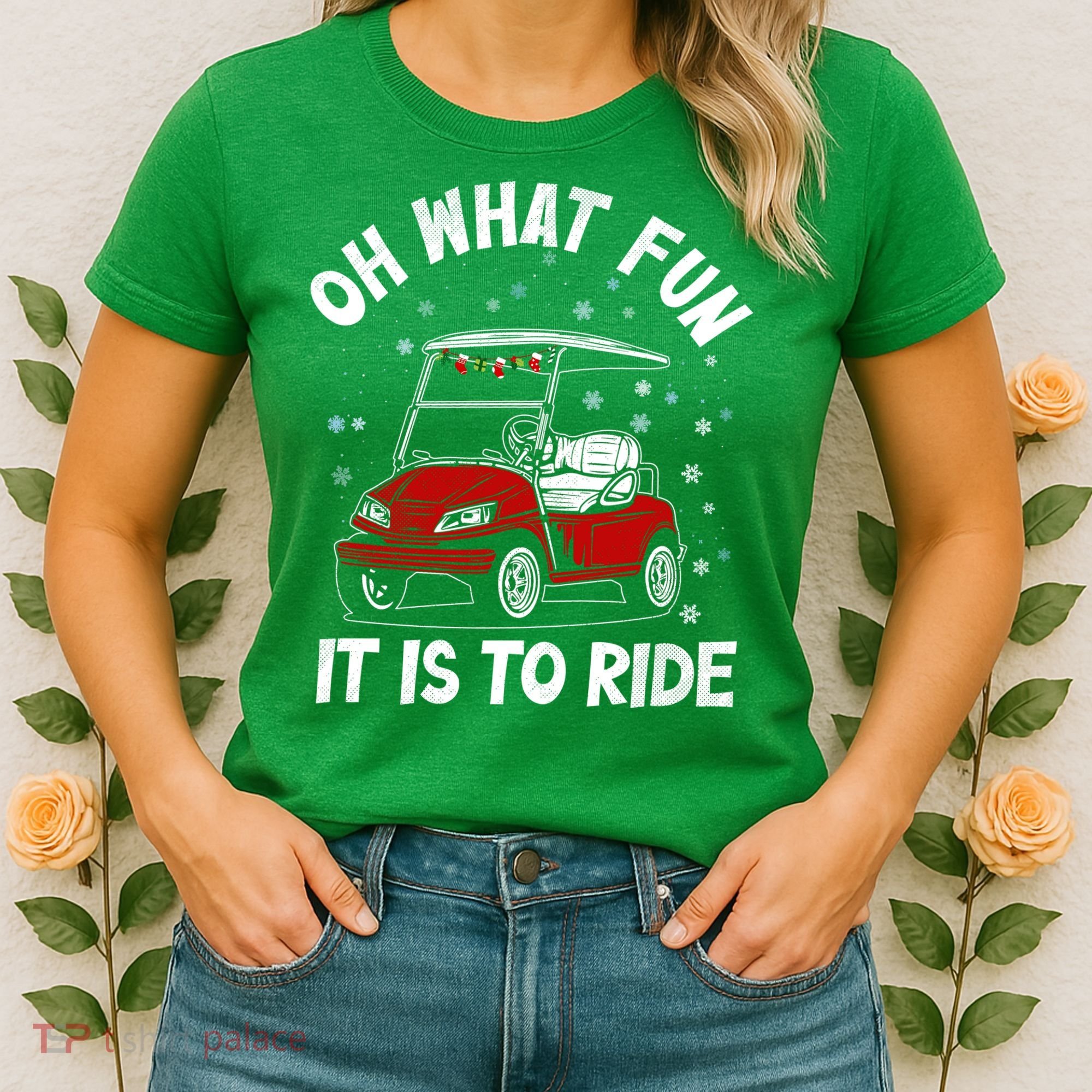 Oh What Fun It Is To Ride Funny Golf Christmas Women's T-Shirt