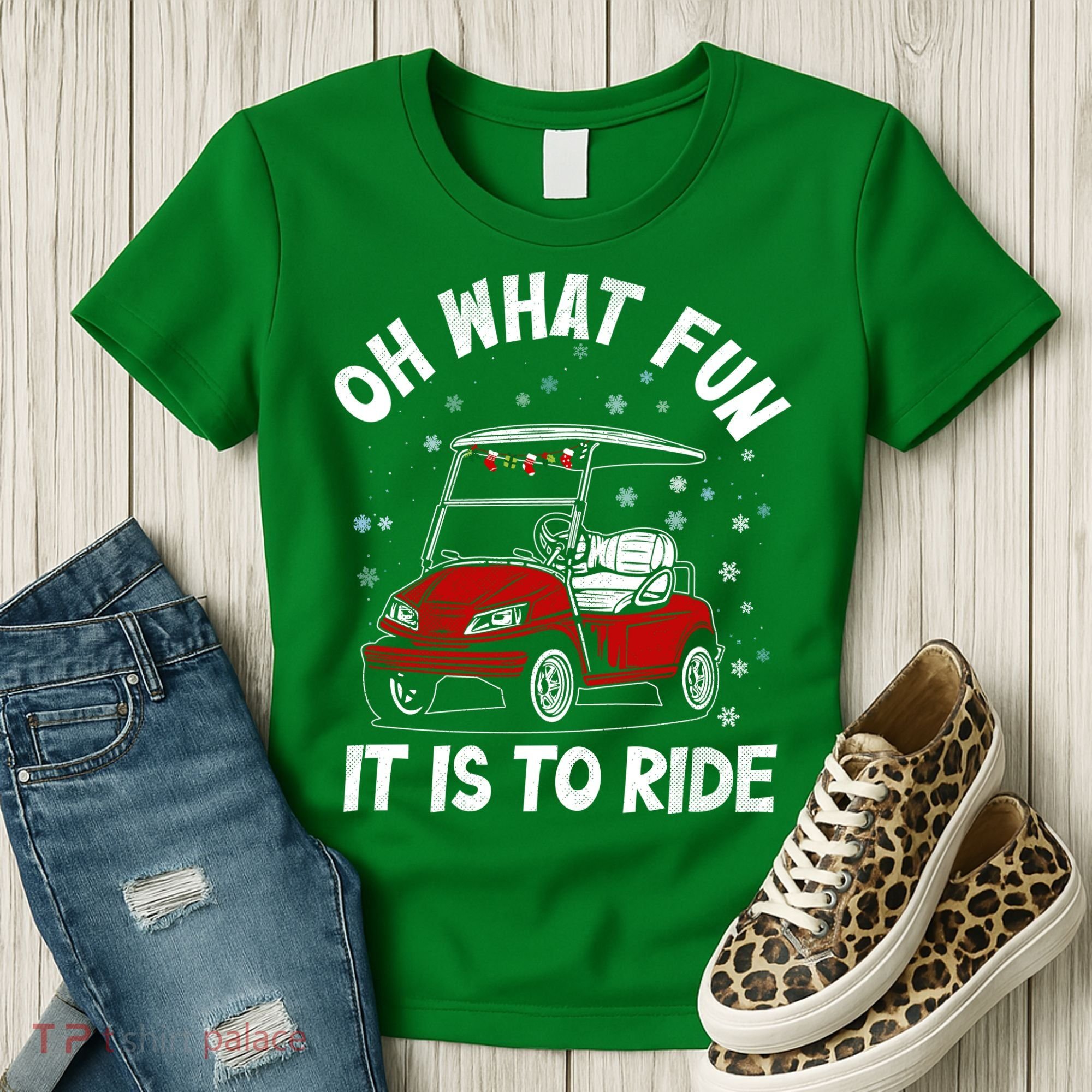 Oh What Fun It Is To Ride Funny Golf Christmas Women's T-Shirt