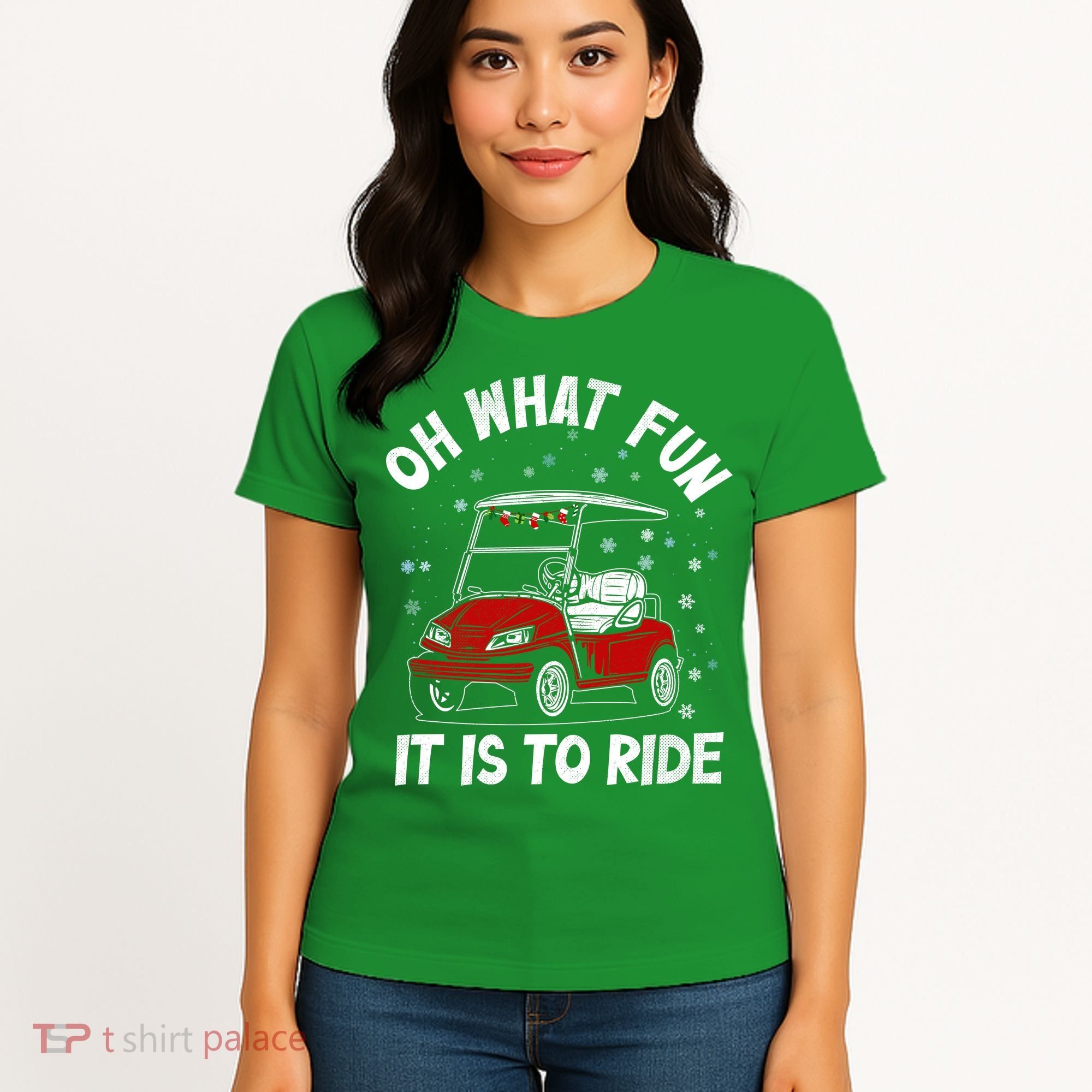 Oh What Fun It Is To Ride Funny Golf Christmas Women's T-Shirt