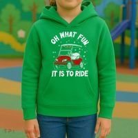 Oh What Fun It Is To Ride Funny Golf Christmas Kids Hoodie thumb 3