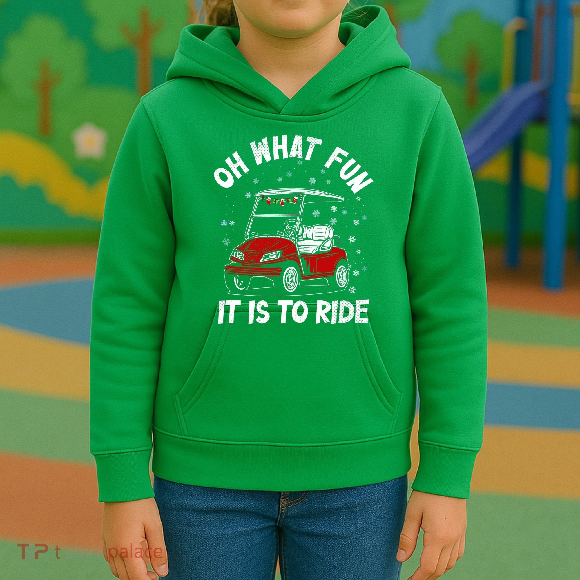Oh What Fun It Is To Ride Funny Golf Christmas Kids Hoodie