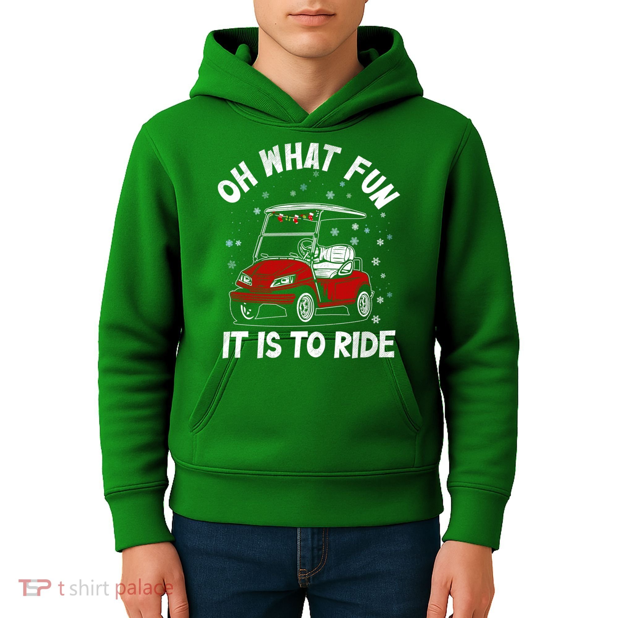 Oh What Fun It Is To Ride Funny Golf Christmas Kids Hoodie