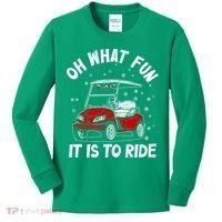 Oh What Fun It Is To Ride Funny Golf Christmas Kids Long Sleeve Shirt thumb 0