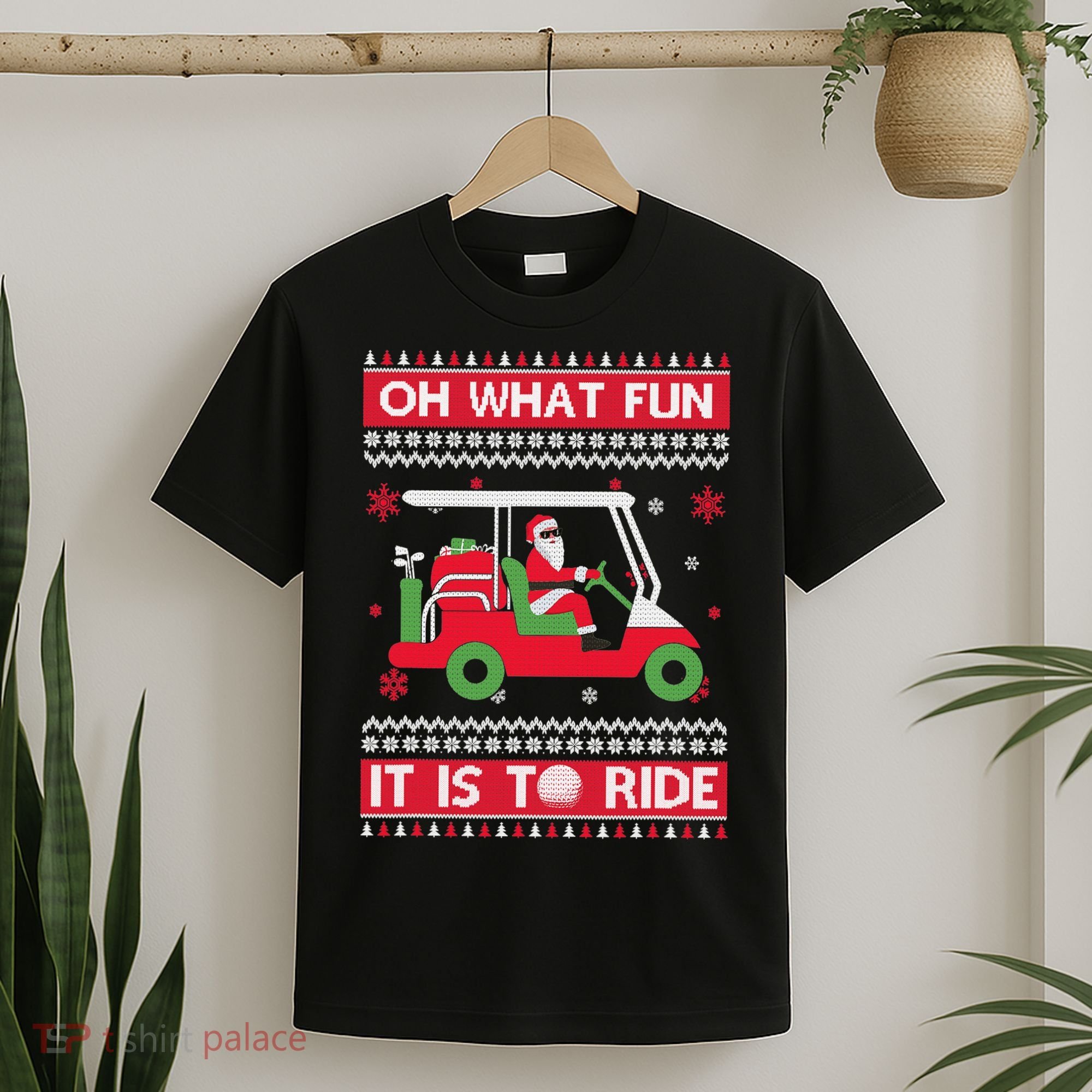 Oh What Fun It Is To Ride Golf Cart Golfer Christmas Sweater T-Shirt